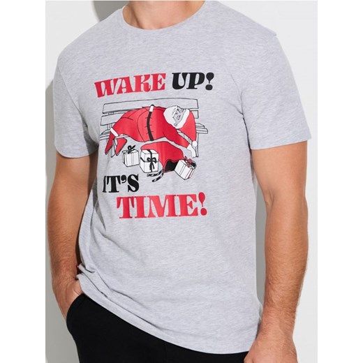 Sinsay - Koszulka z motywem świątecznym - szary ze sklepu Sinsay w kategorii T-shirty męskie - zdjęcie 186199725