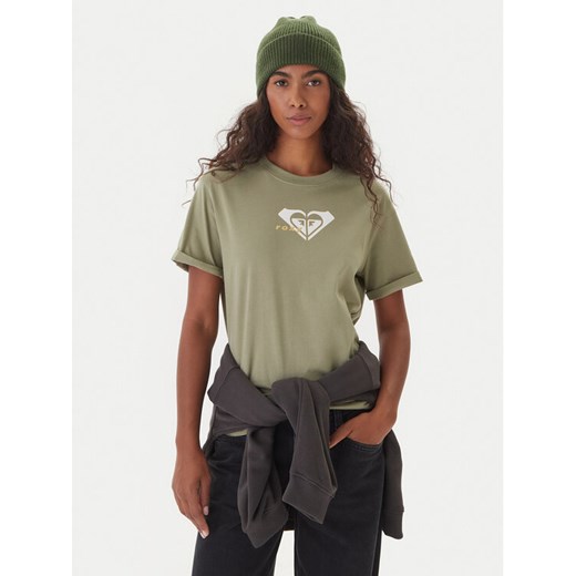Roxy T-Shirt Oceanregular ERJZT06078 Zielony Regular Fit ze sklepu MODIVO w kategorii Bluzki damskie - zdjęcie 186200485