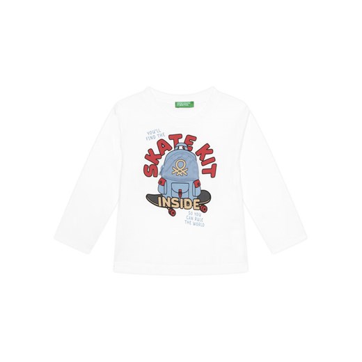 United Colors Of Benetton Bluzka 3I1XG10KQ Biały Regular Fit ze sklepu MODIVO w kategorii T-shirty chłopięce - zdjęcie 186200607