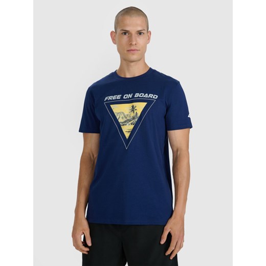 Męski t-shirt z nadrukiem 4F 4FRSS25TTSHM3155 - granatowy ze sklepu Sportstylestory.com w kategorii T-shirty męskie - zdjęcie 186202119
