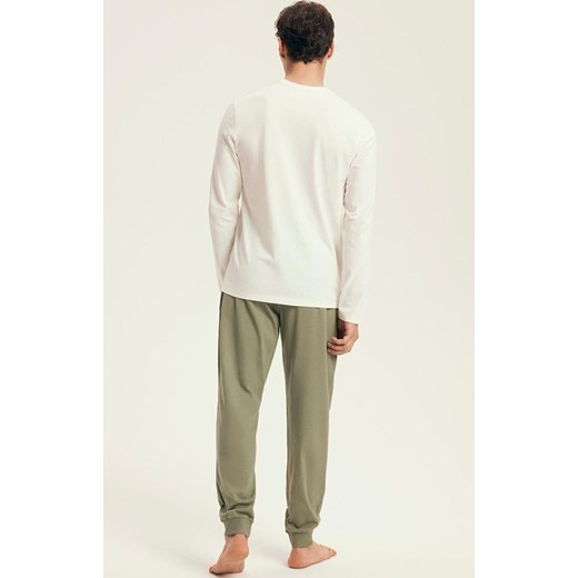 Henderson bawełniana piżama męska kremowo-oliwkowa Local 43464, Kolor kremowo-oliwkowy, Rozmiar M, Henderson ze sklepu Primodo w kategorii Piżamy męskie - zdjęcie 186202139