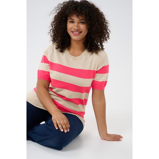 KAFFE curve Sweter w kolorze beżowo-różowym XL promocja Limango Polska