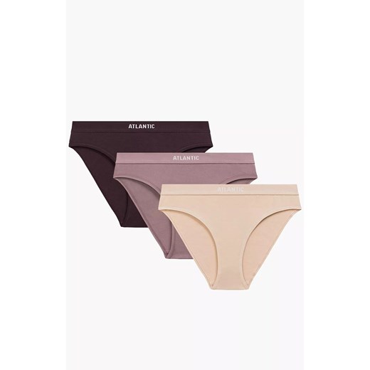Atlantic 3-pack figi damskie Sport 3CLP-012-ROSC/WIN/BEZC, Kolor bordowo-beżowy, Rozmiar S, ATLANTIC ze sklepu Intymna w kategorii Majtki damskie - zdjęcie 186203837