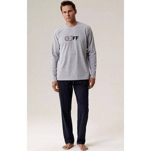 Długa piżama męska NMP-390-SZMJ_GRA, Kolor szaro-granatowy, Rozmiar M, ATLANTIC ze sklepu Intymna w kategorii Piżamy męskie - zdjęcie 186203849