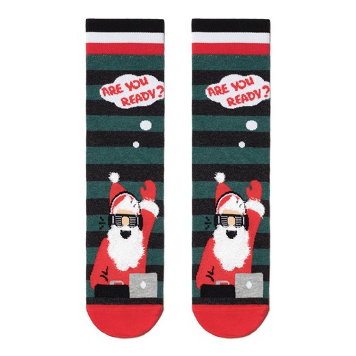 Impreza z Mikołajem skarpetki świąteczne, Kolor zielony-wzór, Rozmiar 42-45, Conte ze sklepu Intymna w kategorii Skarpetki dziecięce - zdjęcie 186204058