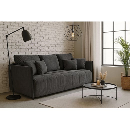 Szara rozkładana sztruksowa sofa tapicerowana S8-F56 Elior Edinos.pl