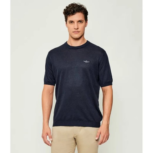 Aeronautica Militare Lniany sweter | Regular Fit ze sklepu Gomez Fashion Store w kategorii Swetry męskie - zdjęcie 186205506
