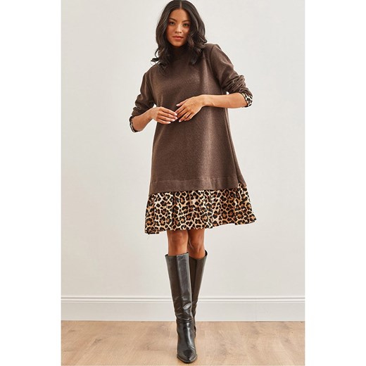 trendyol Sukienka w kolorze brązowo-beżowym ze sklepu Limango Polska w kategorii Sukienki - zdjęcie 186205699