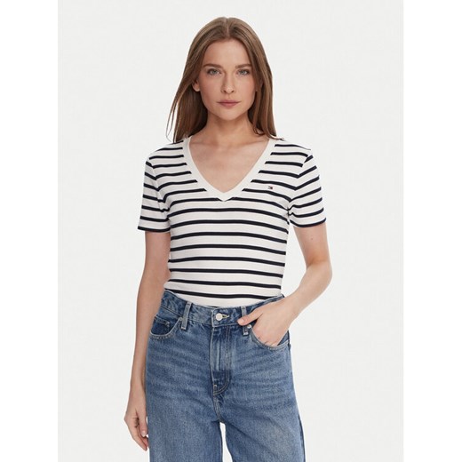 Tommy Hilfiger T-Shirt WW0WW40584 Biały Regular Fit ze sklepu MODIVO w kategorii Bluzki damskie - zdjęcie 186205938