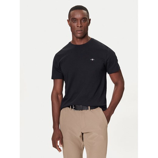 Gant T-Shirt 2004080 Czarny Regular Fit ze sklepu MODIVO w kategorii T-shirty męskie - zdjęcie 186205967