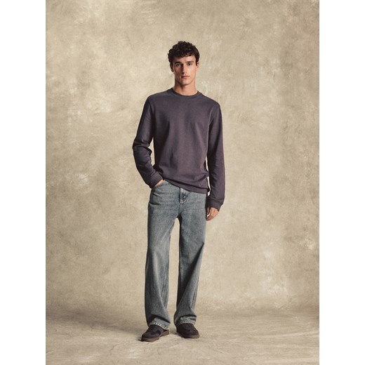 Reserved - Bawełniany longsleeve - brązowy ze sklepu Reserved w kategorii T-shirty męskie - zdjęcie 186207145