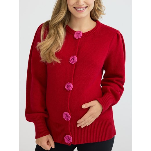 Reserved - Kardigan z różą - pastelowy róż ze sklepu Reserved w kategorii Swetry damskie - zdjęcie 186207549