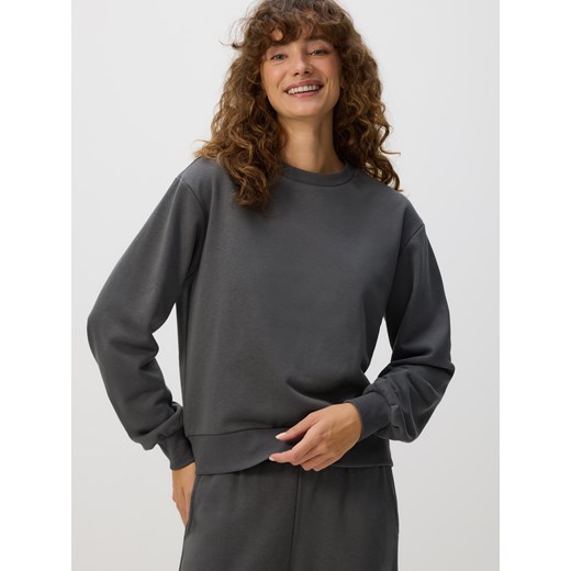 Reserved - Gładka bluza z bawełną - ciemnoszary ze sklepu Reserved w kategorii Bluzy damskie - zdjęcie 186207765