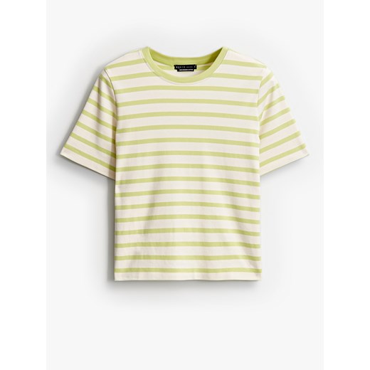 Mohito - T-shirt z merceryzowanej bawełny - zielony ze sklepu Mohito w kategorii Bluzki damskie - zdjęcie 186208187