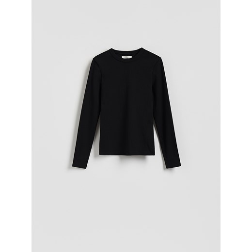 Reserved - Longsleeve w prążek - czarny ze sklepu Reserved w kategorii Bluzki damskie - zdjęcie 186208765