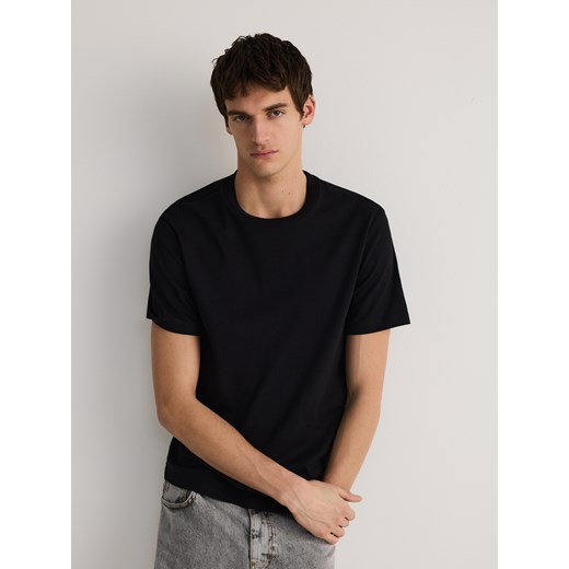 Reserved - Bawełniany t-shirt regular - czarny ze sklepu Reserved w kategorii T-shirty męskie - zdjęcie 186209269