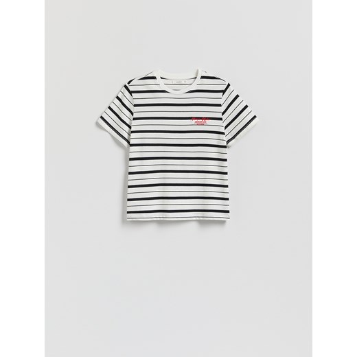 Reserved - T-shirt z haftem - wielobarwny ze sklepu Reserved w kategorii Bluzki damskie - zdjęcie 186210668