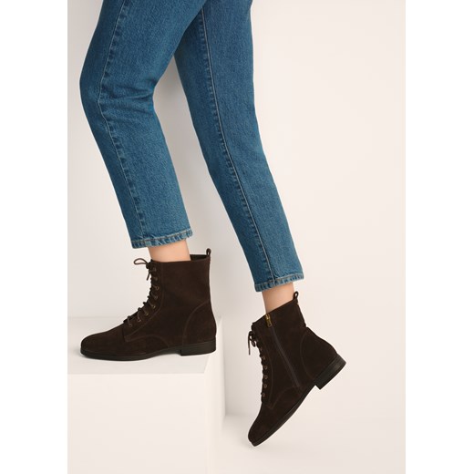 Zamszowe brązowe botki damskie Ochnik Ochnik
