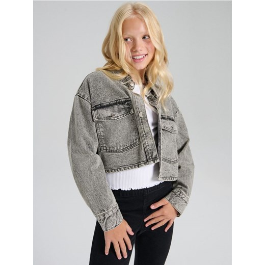 Sinsay - Koszula jeansowa typu shacket - szary ze sklepu Sinsay w kategorii Kurtki dziewczęce - zdjęcie 186214168
