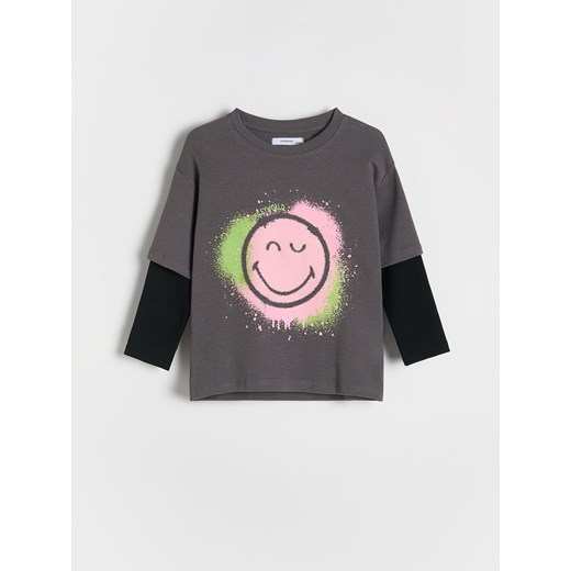 Reserved - Koszulka SmileyWorld® - ciemnoszary ze sklepu Reserved w kategorii Bluzki dziewczęce - zdjęcie 186214495