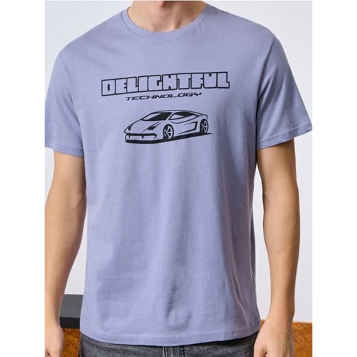 Sinsay - Koszulka z nadrukiem - fioletowy ze sklepu Sinsay w kategorii T-shirty męskie - zdjęcie 186214779