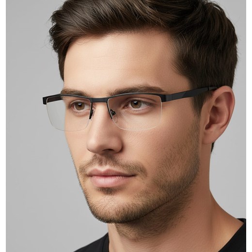 Męskie żyłkowe oprawki korekcyjne okulary zerówki 982 czarne ze sklepu Stylion w kategorii Okulary korekcyjne męskie - zdjęcie 186214978