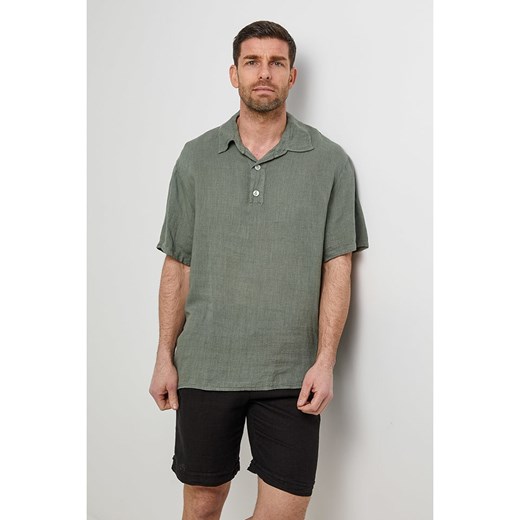 Rodier Lin Lniana koszulka polo w kolorze khaki ze sklepu Limango Polska w kategorii T-shirty męskie - zdjęcie 186215218