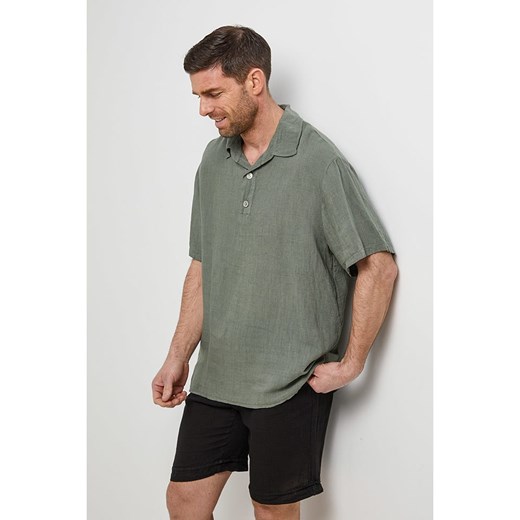 Rodier Lin Lniana koszulka polo w kolorze khaki Rodier Lin XL/XXL Limango Polska okazyjna cena