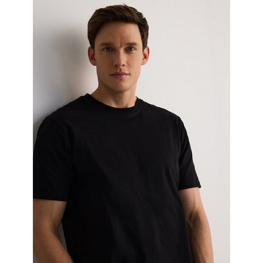 Reserved - Bawełniany t-shirt regular fit - czarny ze sklepu Reserved w kategorii T-shirty męskie - zdjęcie 186215908