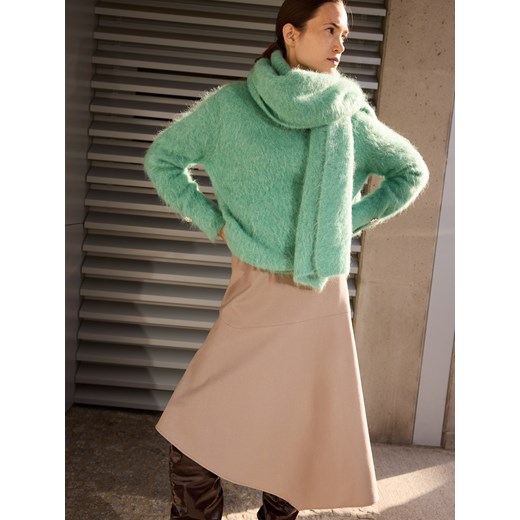 Reserved - Asymetryczna spódnica z domieszką wełny - brązowy Reserved XS Reserved okazyjna cena