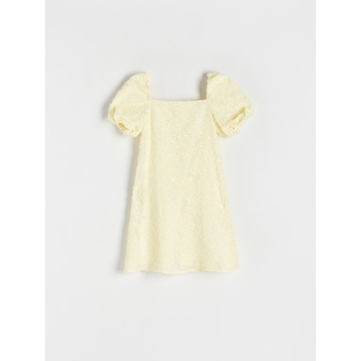 Reserved - Sukienka z bufkami - żółty ze sklepu Reserved w kategorii Sukienki dziewczęce - zdjęcie 186217659