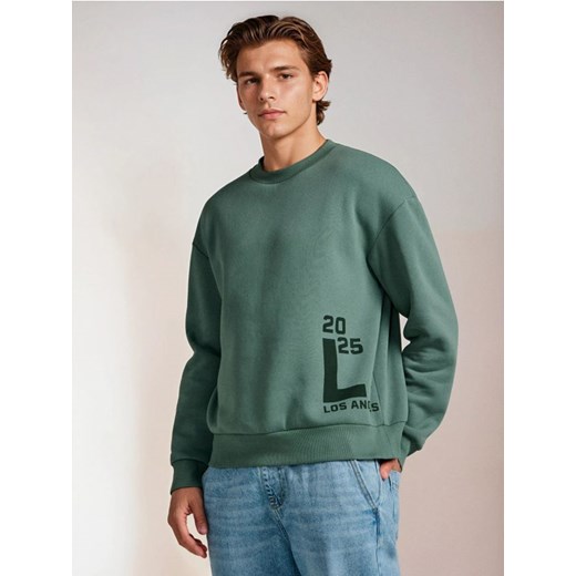 Sinsay - Bluza crewneck - zielony ze sklepu Sinsay w kategorii Bluzy męskie - zdjęcie 186218017