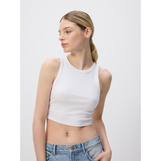 Reserved - Bawełniany top - biały ze sklepu Reserved w kategorii Bluzki damskie - zdjęcie 186218229