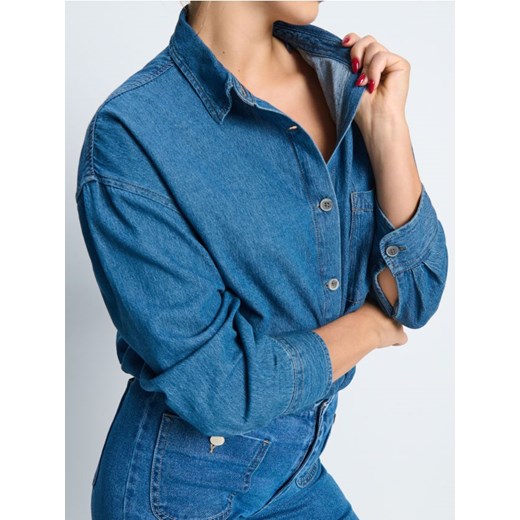 Sinsay - Koszula jeansowa z kołnierzykiem - niebieski ze sklepu Sinsay w kategorii Koszule damskie - zdjęcie 186218418