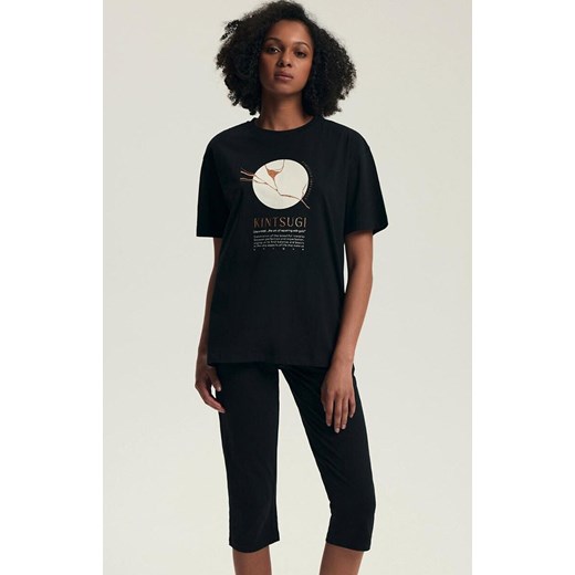 Henderson czarna bawełniana piżama damska Dairoku 43728-99X, Kolor czarny, Rozmiar S, Henderson ze sklepu Intymna w kategorii Piżamy damskie - zdjęcie 186218646