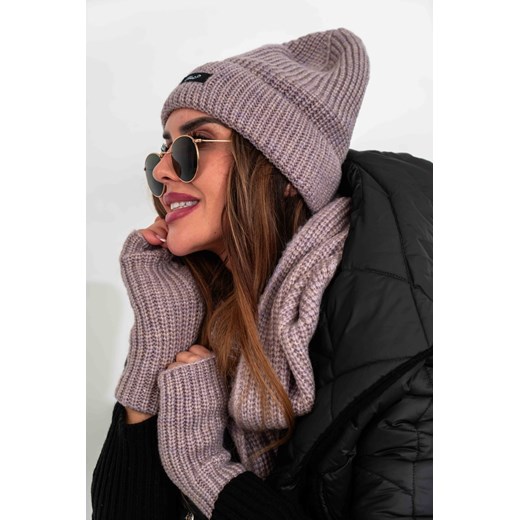 zimowy komplet tmc ii 3w1 polski producent top moda collection - wrzos melanż ze sklepu STYLOWO w kategorii Komplety czapka i szalik damskie - zdjęcie 186219065