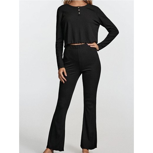 Sinsay - Prążkowana piżama dwuczęściowa - czarny ze sklepu Sinsay w kategorii Piżamy damskie - zdjęcie 186221437
