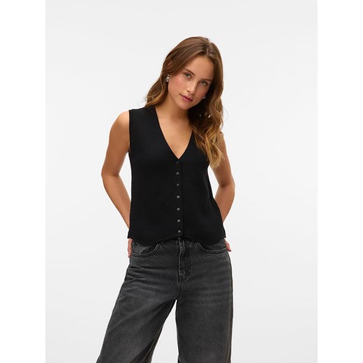 Vero Moda Top dzianinowy w kolorze czarnym ze sklepu Limango Polska w kategorii Bluzki damskie - zdjęcie 186223999