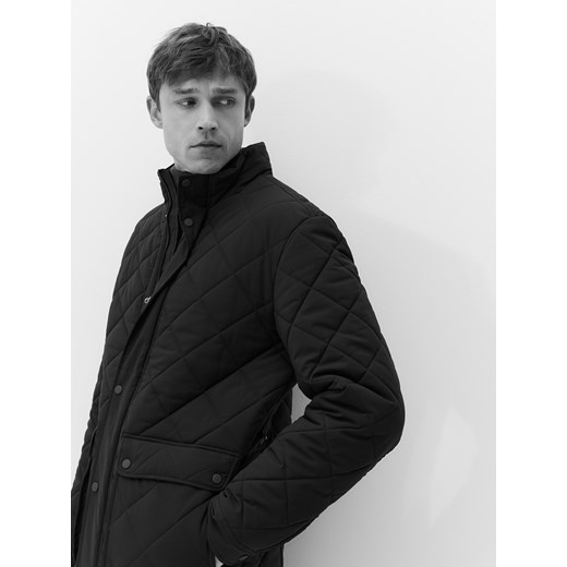 Reserved - Pikowana kurtka ze stójką - ciemnobrązowy ze sklepu Reserved w kategorii Kurtki męskie - zdjęcie 186225155