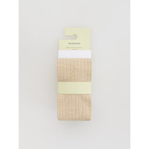 Reserved - Bawełniane rajstopy 2 pack - złamana biel ze sklepu Reserved w kategorii Rajstopy dziecięce - zdjęcie 186225288