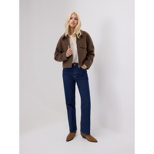 Reserved - Kurtka z tkaniny boucle - brązowy ze sklepu Reserved w kategorii Kurtki damskie - zdjęcie 186225505