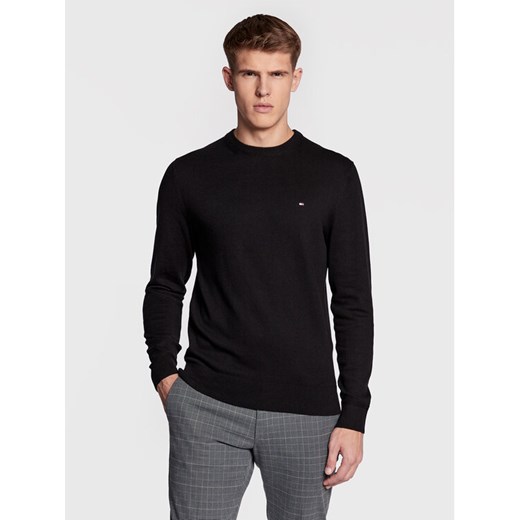 Tommy Hilfiger Sweter Pima MW0MW28046 Czarny Regular Fit ze sklepu MODIVO w kategorii Swetry męskie - zdjęcie 186226029