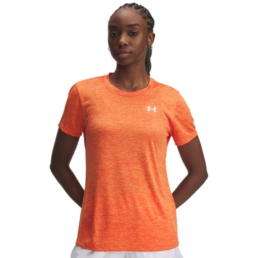 Damska koszulka treningowa Under Armour Tech SSC- Twist - pomarańczowa ze sklepu Sportstylestory.com w kategorii Bluzki damskie - zdjęcie 186230156