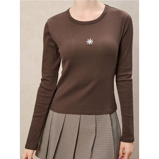 Sinsay - Koszulka z długimi rękawami - brązowy ze sklepu Sinsay w kategorii Bluzki damskie - zdjęcie 186231509