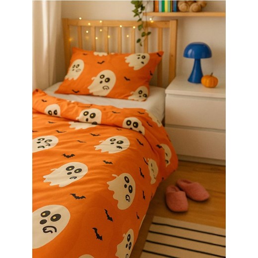 Sinsay - Komplet pościeli z motywem halloweenowym - pomarańczowy Sinsay One Size Sinsay