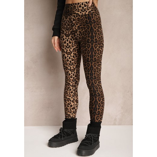 Brązowe Legginsy z Wiskozy w Panterkę Sartona ze sklepu renee.pl w kategorii Spodnie damskie - zdjęcie 186231816