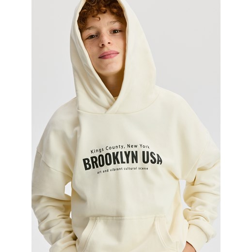 Reserved - Bawełniana bluza oversize - złamana biel ze sklepu Reserved w kategorii Bluzy chłopięce - zdjęcie 186240508