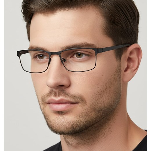 Męskie oprawki korekcyjne zerówki okulary prostokątne M3 czarne ze sklepu Stylion w kategorii Oprawki do okularów męskich - zdjęcie 186242157
