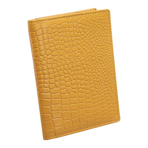 Cienki Skórzany portfel RFID na dowód rejestracyjny do marynarki (Żółty, Croco) ze sklepu Koruma ID Protection w kategorii Portfele męskie - zdjęcie 186242225