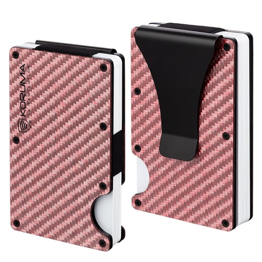 Aluminiowe etui antykradzieżowe na karty zbliżeniowe (różowy, karbon) ze sklepu Koruma ID Protection w kategorii Etui - zdjęcie 186242428